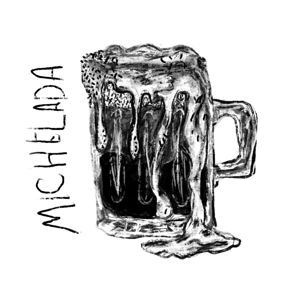 Drawing of a Michelada spilling over