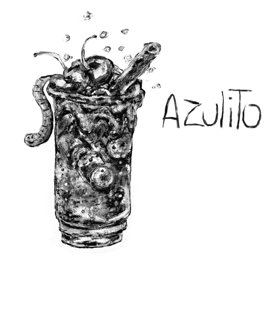 Drawing of an Azulito with bubbles
